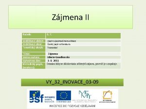 Zjmena II Ronk 6 7 Vzdlvac oblast Vzdlvac