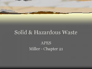Solid Hazardous Waste APES Miller Chapter 21 Where