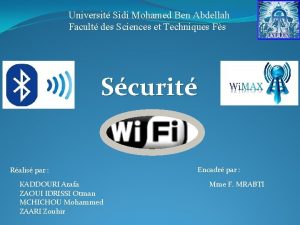 Universit Sidi Mohamed Ben Abdellah Facult des Sciences