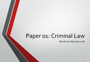 Paper 01 Criminal Law Miss Mc Lean MayJune