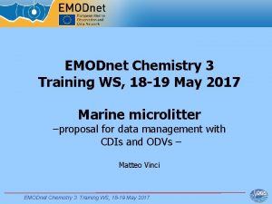 EMODnet Chemistry 3 Training WS 18 19 May