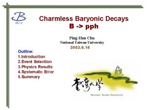 Charmless Baryonic Decays B pph PingHan Chu Outline