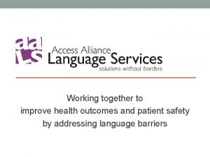 Working together to improve health outcomes and patient