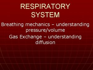 RESPIRATORY SYSTEM Breathing mechanics understanding pressurevolume Gas Exchange