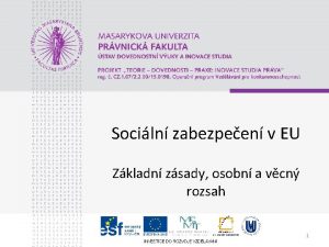 Sociln zabezpeen v EU Zkladn zsady osobn a