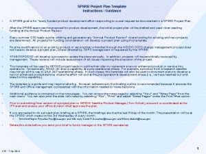 SPSRB Project Plan Template Instructions Guidance A SPSRB