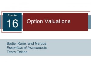 Chapter 16 Option Valuations Bodie Kane and Marcus