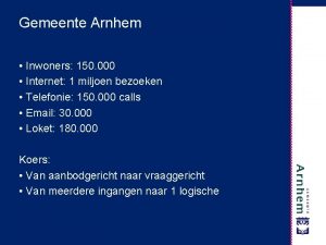 Gemeente Arnhem Inwoners 150 000 Internet 1 miljoen