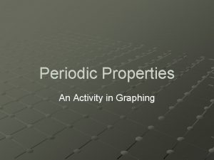 Periodic Properties An Activity in Graphing Graphing Periodic