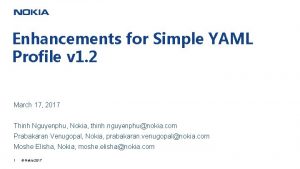 Enhancements for Simple YAML Profile v 1 2