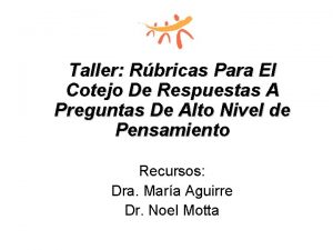 Taller Rbricas Para El Cotejo De Respuestas A