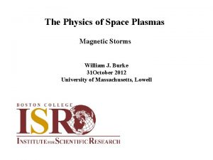 The Physics of Space Plasmas Magnetic Storms William