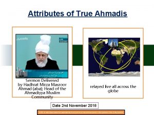 Attributes of True Ahmadis Sermon Delivered by Hadhrat