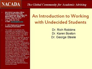 The Global Community for Academic Advising NACADA Executive