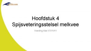 Hoofdstuk 4 Spijsveteringsstelsel melkvee Voeding klas V 31V