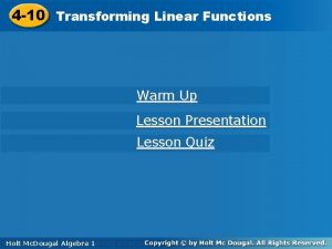 4 10 Transforming Linear Functions Warm Up Lesson