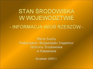 STAN RODOWISKA W WOJEWDZTWIE INFORMACJA WIO RZESZW Maria