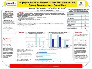 Biopsychosocial Correlates of Health in Children with Severe