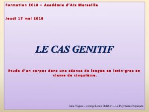Formation ECLA Acadmie dAix Marseille Jeudi 17 mai