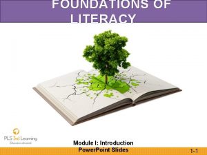 FOUNDATIONS OF LITERACY Module I Introduction Power Point