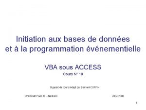 Initiation aux bases de donnes et la programmation