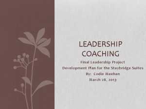 LEADERSHIP COACHING Final Leadership Project Development Plan for