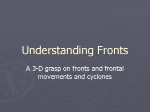 Understanding Fronts A 3 D grasp on fronts