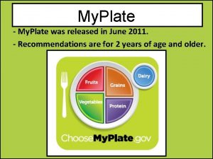 My Plate My Plate was released in June