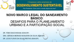 NOVO MARCO LEGAL DO SANEAMENTO BSICO DESAFIOS PARA