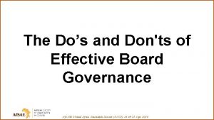 The Dos and Donts of Effective Board Governance