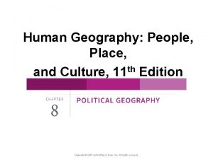 Human Geography People Place and Culture 11 th