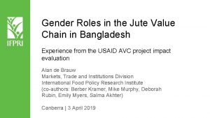 Gender Roles in the Jute Value Chain in