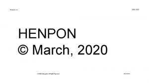 2020 2021 Henpon co HENPON March 2020 2020