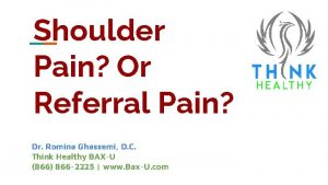 Shoulder Pain Or Referral Pain Dr Romina Ghassemi