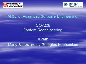 M Sc of Advanced Software Engineering CO 7206