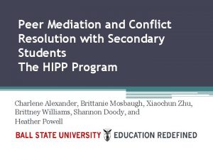 Peer Mediation and Conflict Resolution with Secondary Students