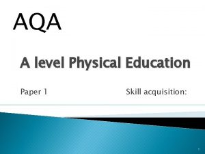 AQA A level Physical Education Paper 1 Skill