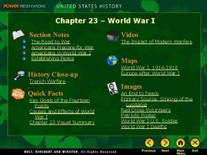Chapter 23 World War I Section Notes The
