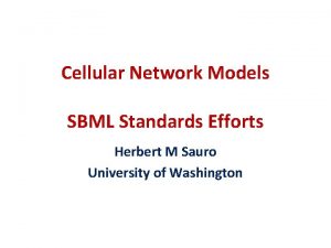 Cellular Network Models SBML Standards Efforts Herbert M