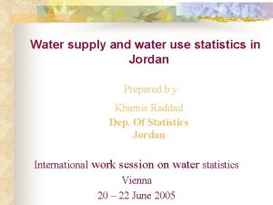 Water supply and water use statistics in Jordan