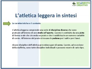 Latletica leggera in sintesi Le caratteristiche e il