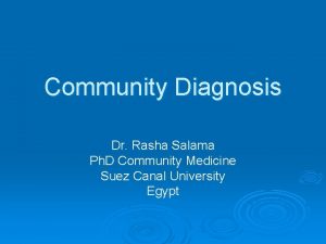 Community Diagnosis Dr Rasha Salama Ph D Community