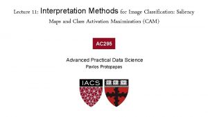 Lecture 11 Interpretation Methods for Image Classification Saliency