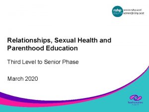 Relationships Sexual Health and Parenthood Education Third Level
