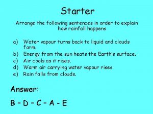 Starter Arrange the following sentences in order to