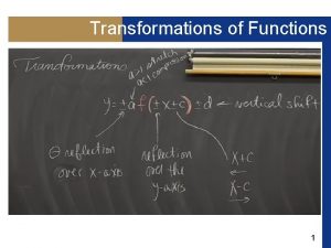 Transformations of Functions 1 Transformations of Functions In