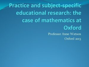 Practice and subjectspecific educational research the case of