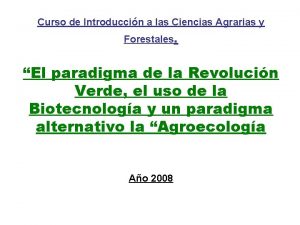 Curso de Introduccin a las Ciencias Agrarias y