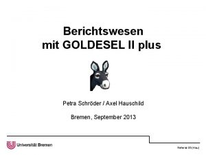 Berichtswesen mit GOLDESEL II plus Petra Schrder Axel