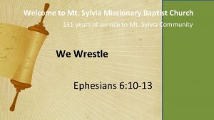 Welcome to Mt Sylvia Missionary Baptist Church 131